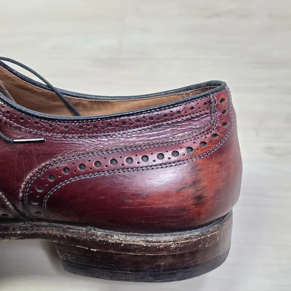 Allen Edmonds McAllister Wingtip Oxford Men Size 12 D Burgundy Brogue Shoes READ
